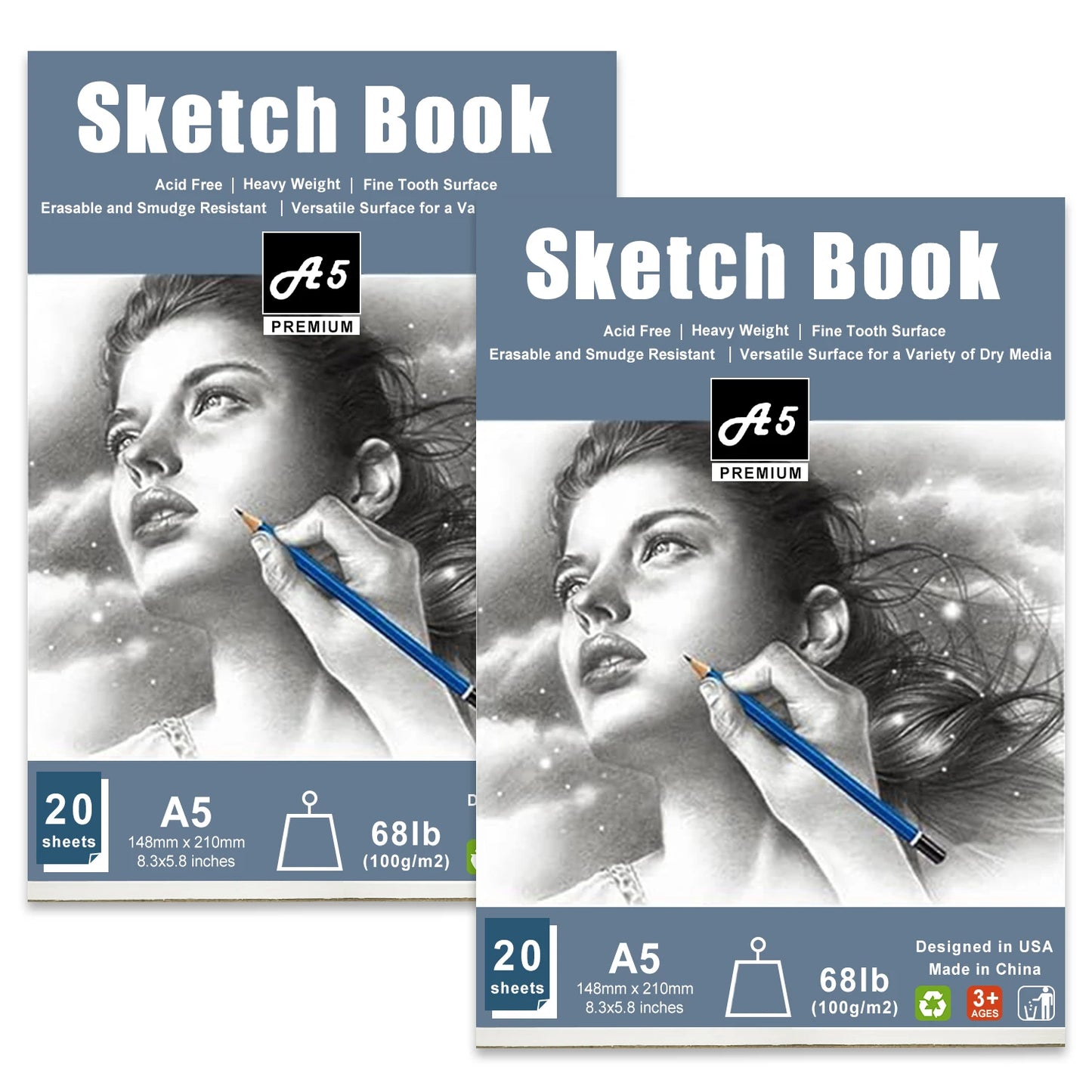 2 pcs/30 Sheet Thickened Spiral Sketchbook - Premium Quality Paper for Vibrant Colors & Smooth Drawing - For Art Students