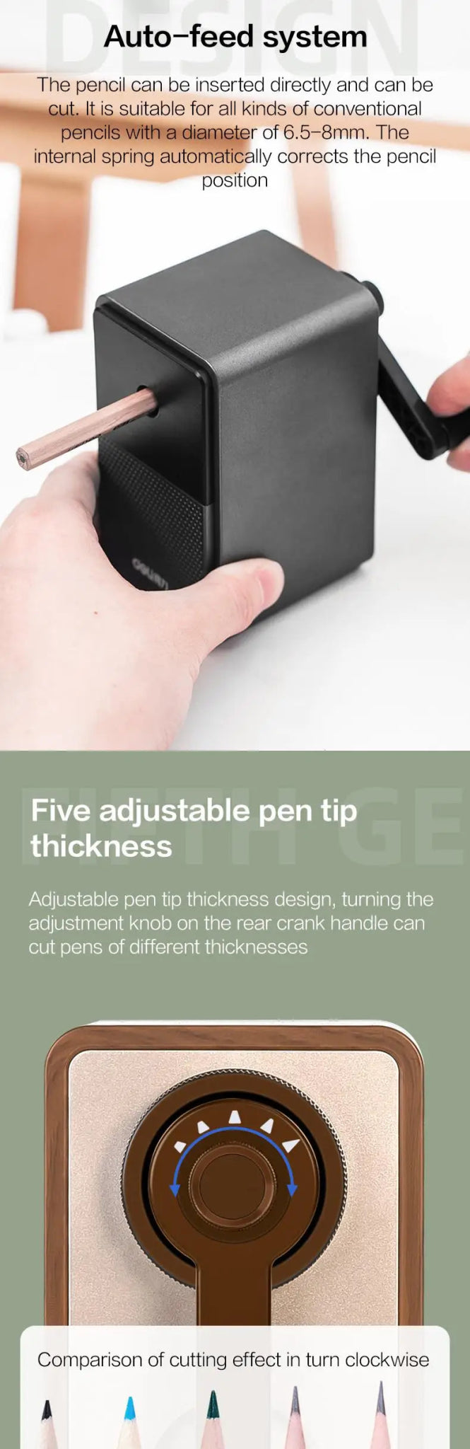 Adjustable Pencil Sharpener with Long Lasting Blade Hand Crank Table Sharpeners Machine Stationery - Checkouts USA