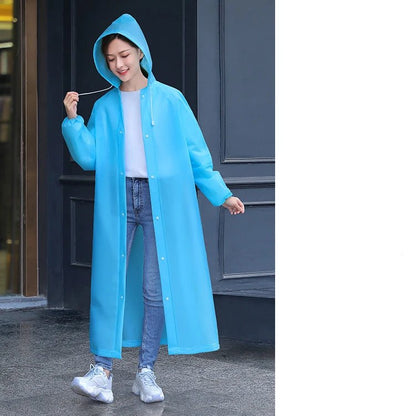 Adult Long Raincoats EVA Impermeable Waterproof Rain Coat Men Women Travel Hooded Beam Port Rain Poncho For Fishing Camping - Checkouts UK