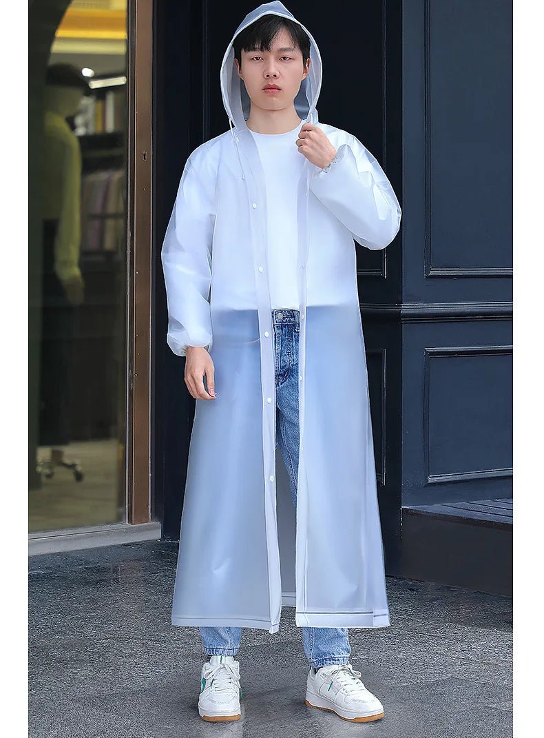 Adult Long Raincoats EVA Impermeable Waterproof Rain Coat Men Women Travel Hooded Beam Port Rain Poncho For Fishing Camping - Checkouts UK