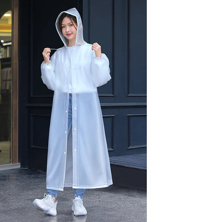 Adult Long Raincoats EVA Impermeable Waterproof Rain Coat Men Women Travel Hooded Beam Port Rain Poncho For Fishing Camping - Checkouts UK