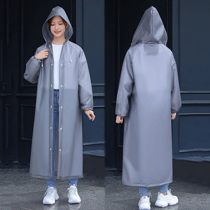 Adult Long Raincoats EVA Impermeable Waterproof Rain Coat Men Women Travel Hooded Beam Port Rain Poncho For Fishing Camping - Checkouts UK
