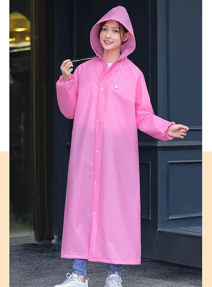 Adult Long Raincoats EVA Impermeable Waterproof Rain Coat Men Women Travel Hooded Beam Port Rain Poncho For Fishing Camping - Checkouts UK