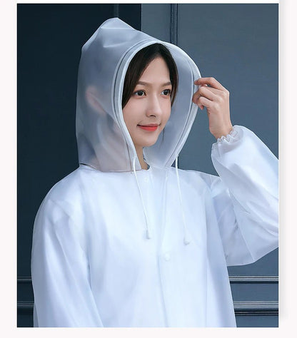 Adult Long Raincoats EVA Impermeable Waterproof Rain Coat Men Women Travel Hooded Beam Port Rain Poncho For Fishing Camping - Checkouts UK