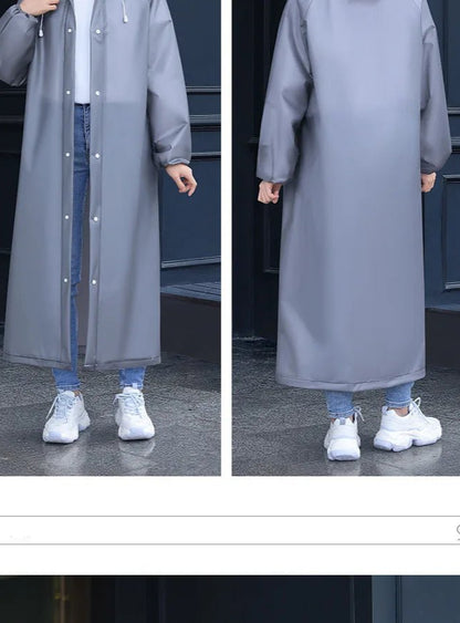 Adult Long Raincoats EVA Impermeable Waterproof Rain Coat Men Women Travel Hooded Beam Port Rain Poncho For Fishing Camping - Checkouts UK