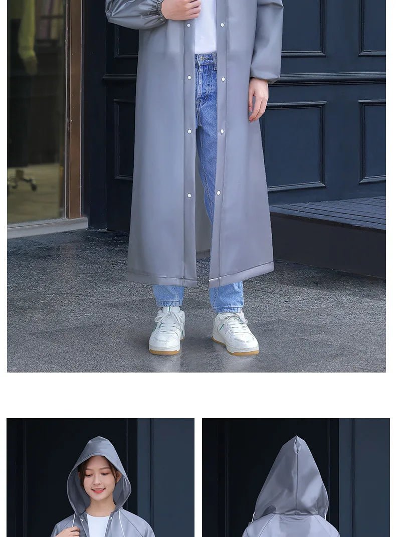 Adult Long Raincoats EVA Impermeable Waterproof Rain Coat Men Women Travel Hooded Beam Port Rain Poncho For Fishing Camping - Checkouts UK