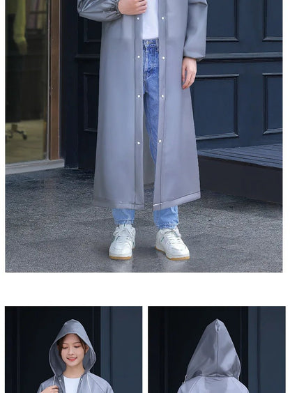 Adult Long Raincoats EVA Impermeable Waterproof Rain Coat Men Women Travel Hooded Beam Port Rain Poncho For Fishing Camping - Checkouts UK