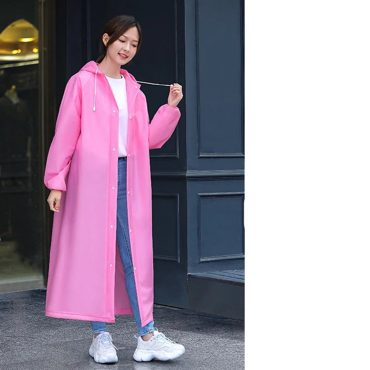 Adult Long Raincoats EVA Impermeable Waterproof Rain Coat Men Women Travel Hooded Beam Port Rain Poncho For Fishing Camping - Checkouts UK