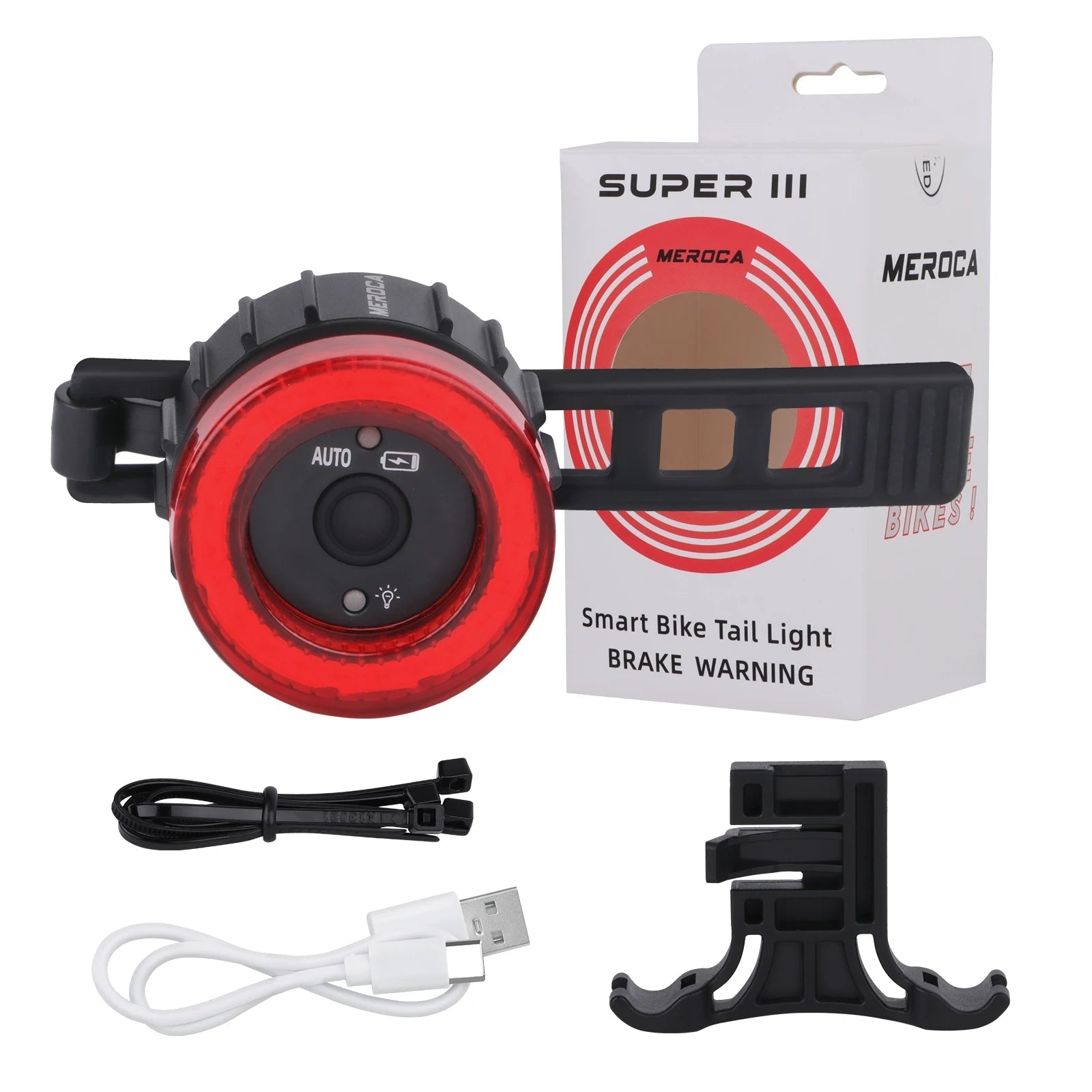 Bicycle Rear Light USB Charging High Visibility Multifunction Flashing With Brake Sensor Tail Light MTB Road Bike Lamps - Checkouts UK