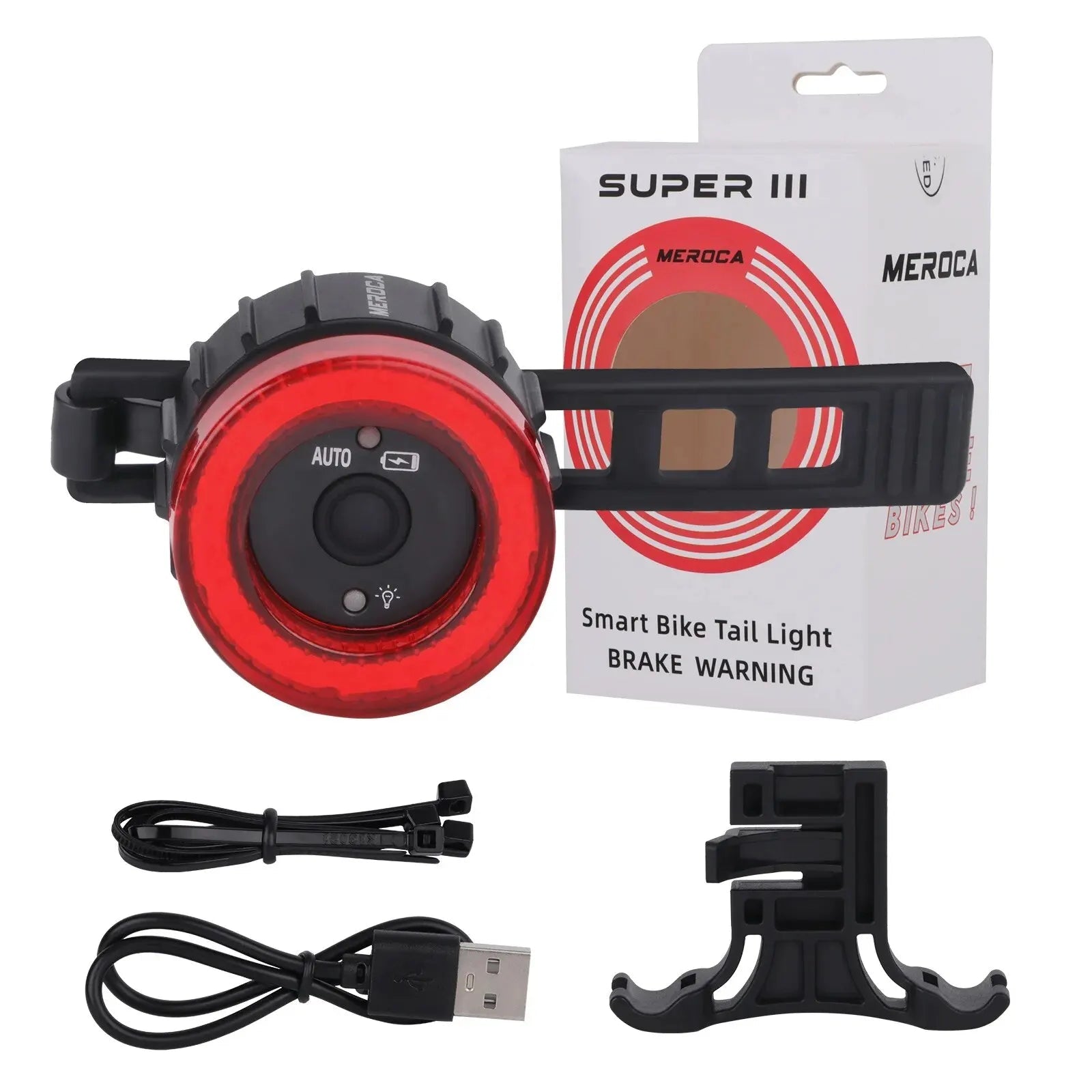 Bicycle Rear Light USB Charging High Visibility Multifunction Flashing With Brake Sensor Tail Light MTB Road Bike Lamps - Checkouts UK