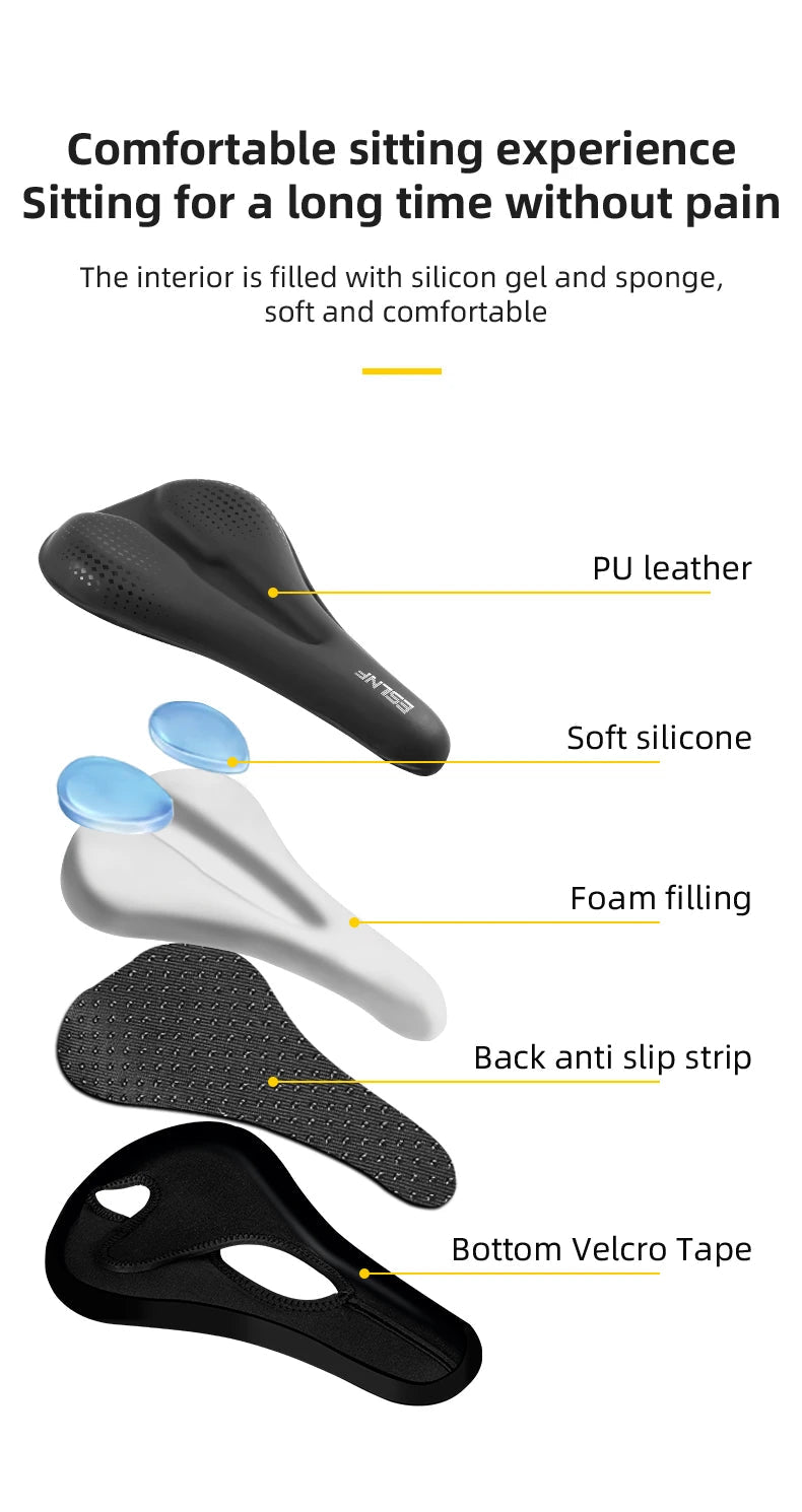 Bicycle Seat Cover - Soft Padding for Road Bikes, Gel Shock Absorption, Thickened & Comfortable, Suitable for Mountain Bik - Checkouts USA