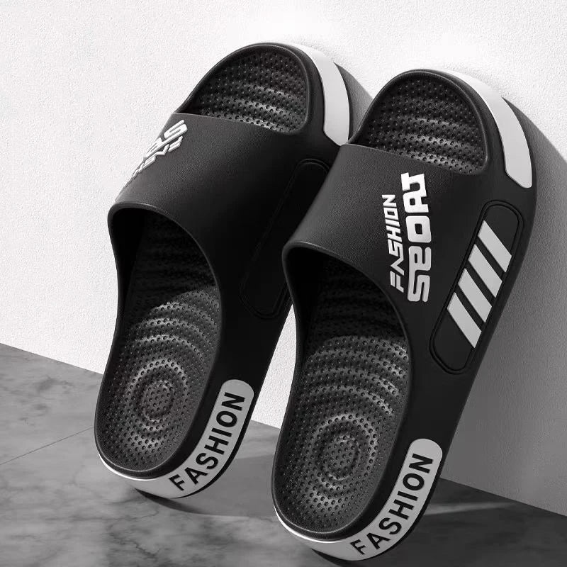 Big Size 48 - 49 Men Slippers Summer Flat Sole Home Slippers For Women Man Open Toe Trend Slides Couple Light Beach Shoes Sandals - Checkouts UK