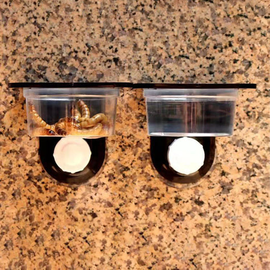 Black Plastic Gecko Feeder Ledge Space Saving Reptile Feeding Ledge for Lizard Gecko Pet Accessories Supplies - Furbury