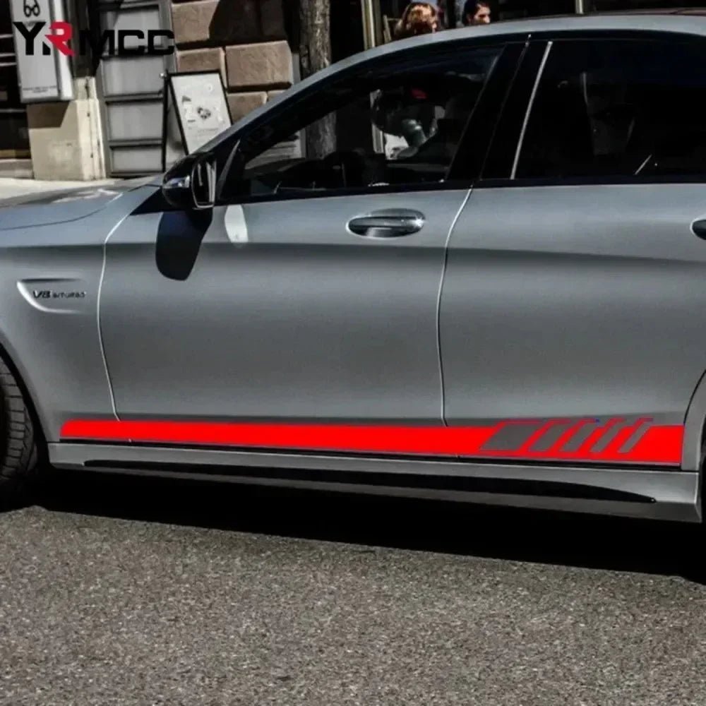 Car Side Stickers Racing Stripes Vehicle Universal Race Stripes Door Decals Skirt Vinyl Film Exterior Stickers for Accessories - Checkouts USA
