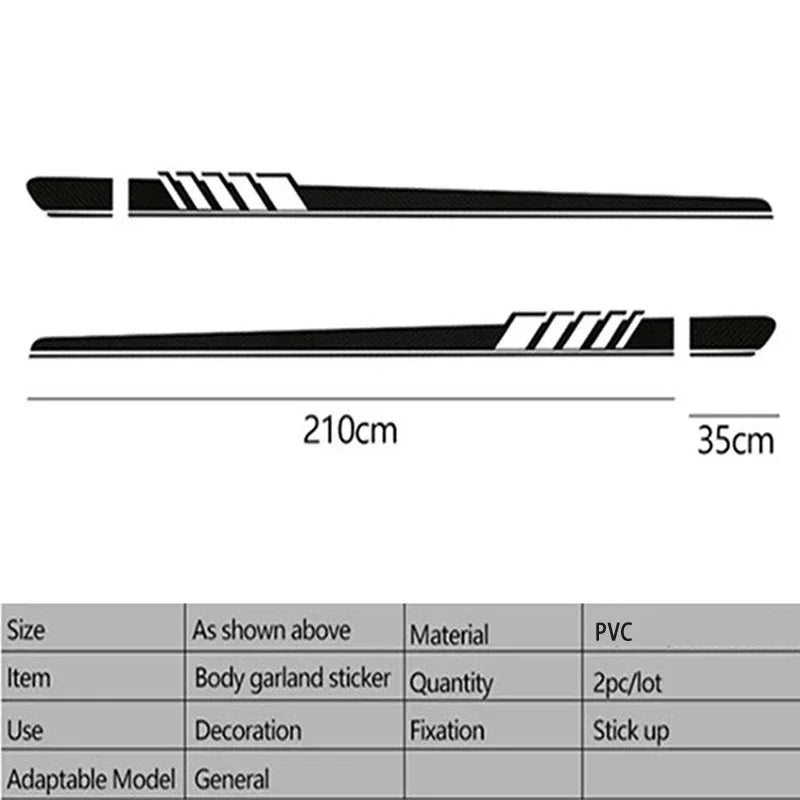 Car Side Stickers Racing Stripes Vehicle Universal Race Stripes Door Decals Skirt Vinyl Film Exterior Stickers for Accessories - Checkouts USA