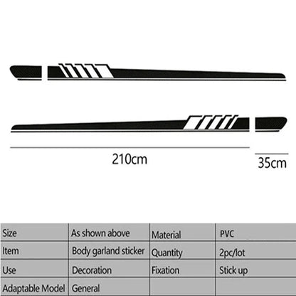 Car Side Stickers Racing Stripes Vehicle Universal Race Stripes Door Decals Skirt Vinyl Film Exterior Stickers for Accessories - Checkouts USA