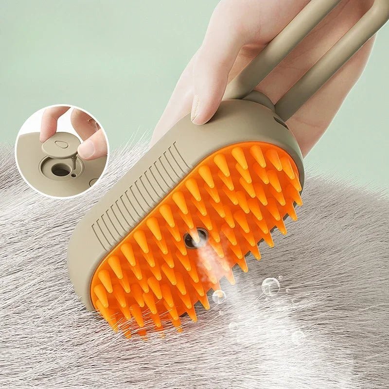 Cat Dog Pet Spray Massage Brush 3 in 1 One Button Steam Spray Folding Rotatable Floating Hair Bath Hair Removal Brush Comb - Checkouts UK