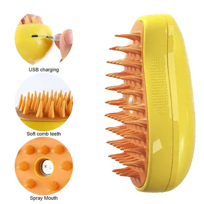 Cat Dog Pet Spray Massage Brush 3 in 1 One Button Steam Spray Folding Rotatable Floating Hair Bath Hair Removal Brush Comb - Checkouts UK