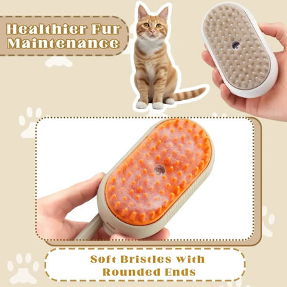 Cat Dog Pet Spray Massage Brush 3 in 1 One Button Steam Spray Folding Rotatable Floating Hair Bath Hair Removal Brush Comb - Checkouts UK