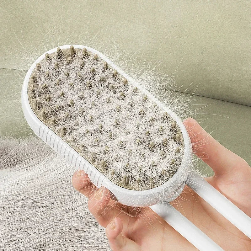 Cat Dog Pet Spray Massage Brush 3 in 1 One Button Steam Spray Folding Rotatable Floating Hair Bath Hair Removal Brush Comb - Checkouts UK