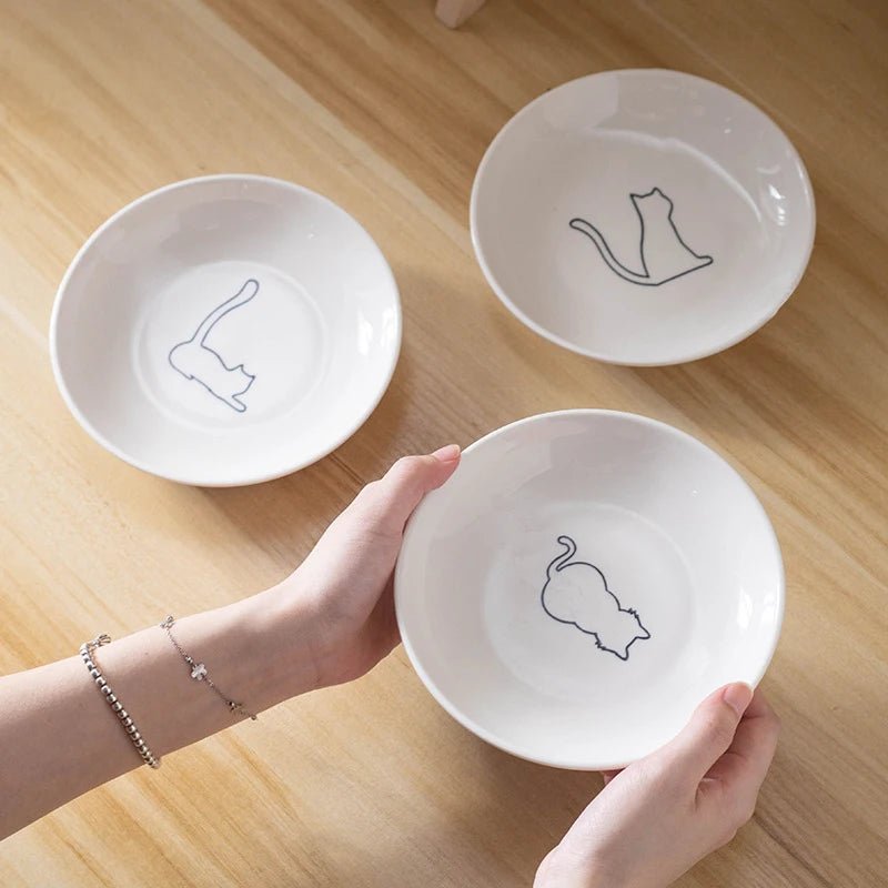 Cat Plates With Silicone Anti Slip Pad Pet Cat Snack Bowl Cute Kitten Food Bowl Pet Kitten Water Bowl Pet Supplies - Checkouts UK