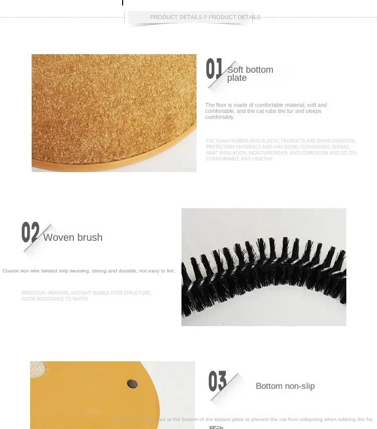 Cat Toy Arch Self Groome Pamper Feline with A Massage Grooming Rubbing Brush with Scratching Pad Toy for Cats Interactive Toys - Furbury