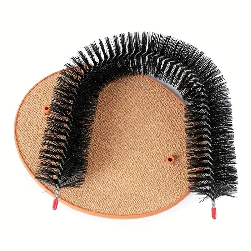 Cat Toy Arch Self Groome Pamper Feline with A Massage Grooming Rubbing Brush with Scratching Pad Toy for Cats Interactive Toys - Furbury