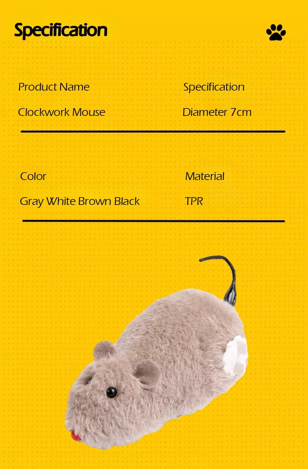 Cat Toys Clockwork Simulation Mouse No Batteries Durable Indoor Cat Hi - Lo Relieve Boredom Interactive Plush Toys Pet Toys - Checkouts UK