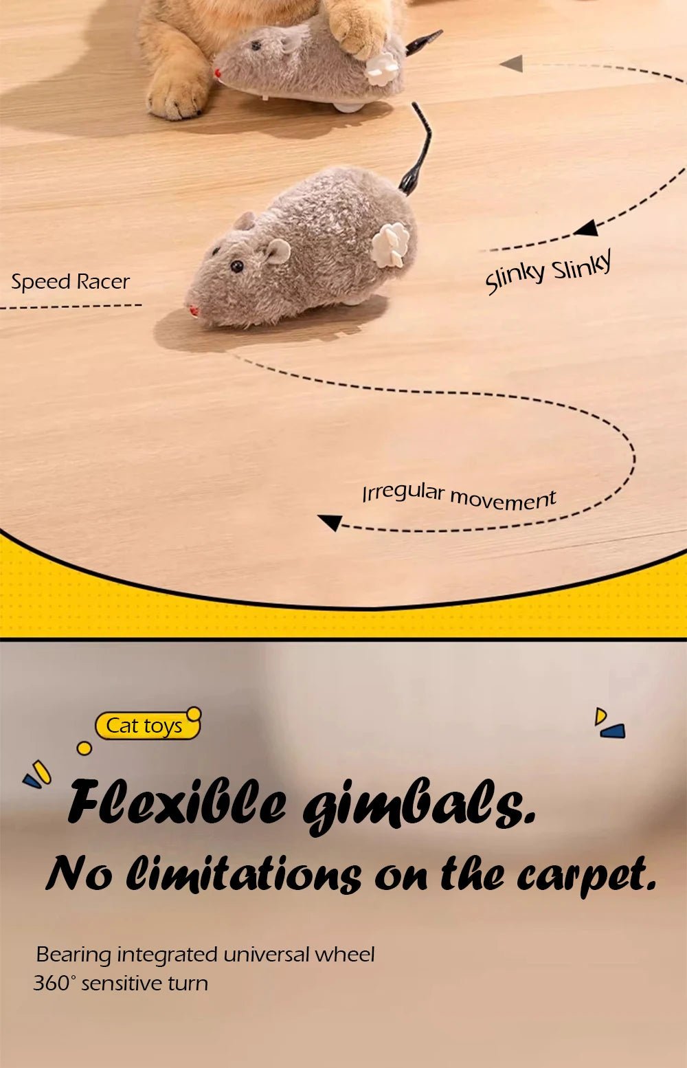 Cat Toys Clockwork Simulation Mouse No Batteries Durable Indoor Cat Hi - Lo Relieve Boredom Interactive Plush Toys Pet Toys - Checkouts UK