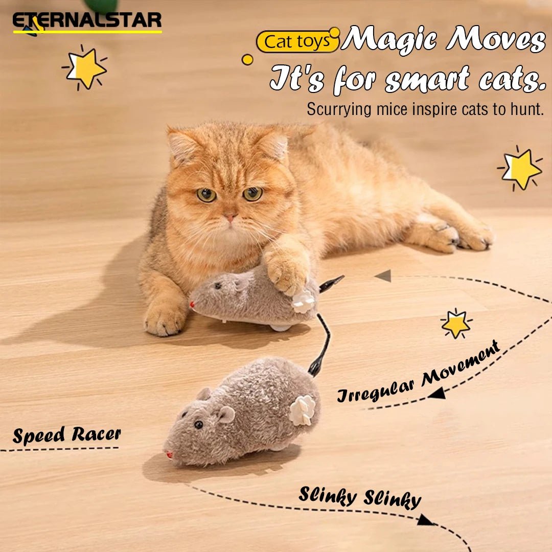 Cat Toys Clockwork Simulation Mouse No Batteries Durable Indoor Cat Hi - Lo Relieve Boredom Interactive Plush Toys Pet Toys - Checkouts UK