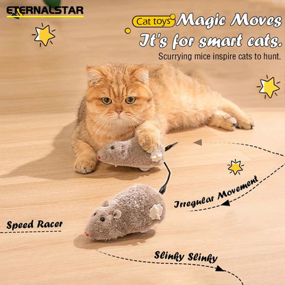 Cat Toys Clockwork Simulation Mouse No Batteries Durable Indoor Cat Hi - Lo Relieve Boredom Interactive Plush Toys Pet Toys - Checkouts UK