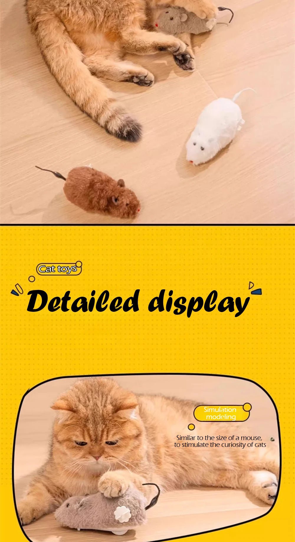 Cat Toys Clockwork Simulation Mouse No Batteries Durable Indoor Cat Hi - Lo Relieve Boredom Interactive Plush Toys Pet Toys - Checkouts UK