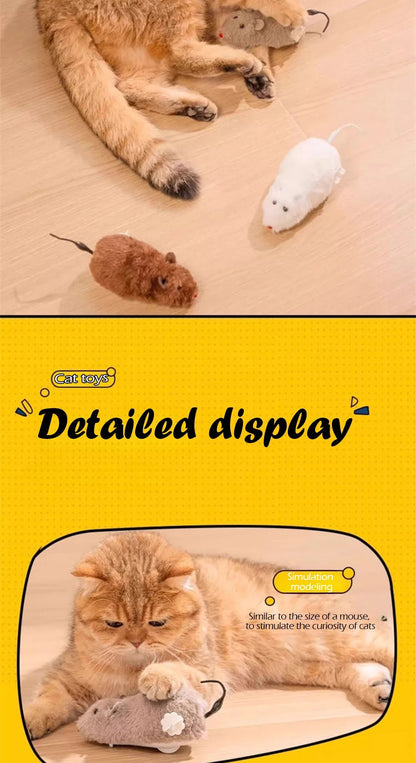 Cat Toys Clockwork Simulation Mouse No Batteries Durable Indoor Cat Hi - Lo Relieve Boredom Interactive Plush Toys Pet Toys - Checkouts UK