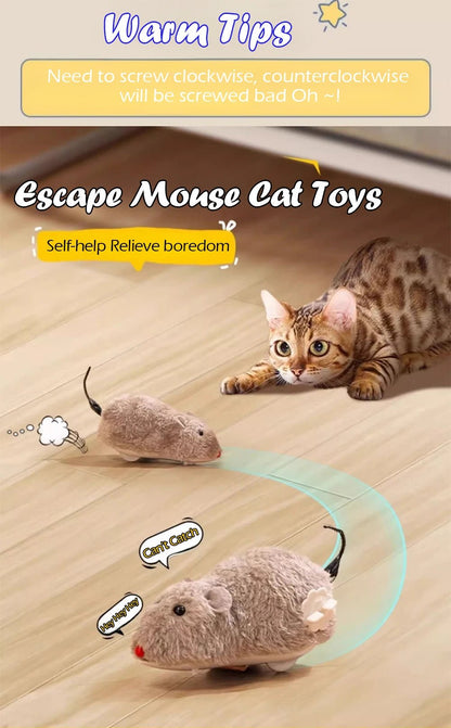 Cat Toys Clockwork Simulation Mouse No Batteries Durable Indoor Cat Hi - Lo Relieve Boredom Interactive Plush Toys Pet Toys - Checkouts UK