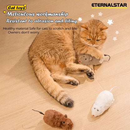 Cat Toys Clockwork Simulation Mouse No Batteries Durable Indoor Cat Hi - Lo Relieve Boredom Interactive Plush Toys Pet Toys - Checkouts UK