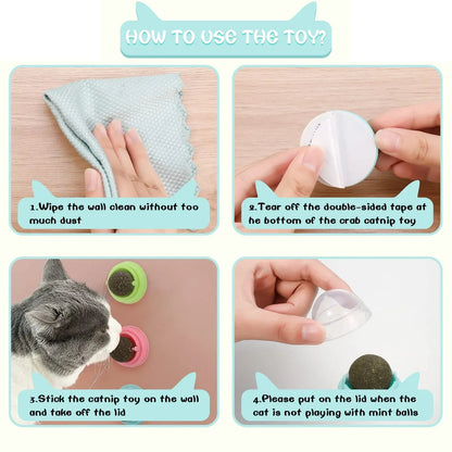 Cats Toys Natural Catnip Cat Rotatable Licking Catnip Wall Ball Toy Freshen Breath Remove Hair Balls Cat Accessories Pet Supply - Furbury
