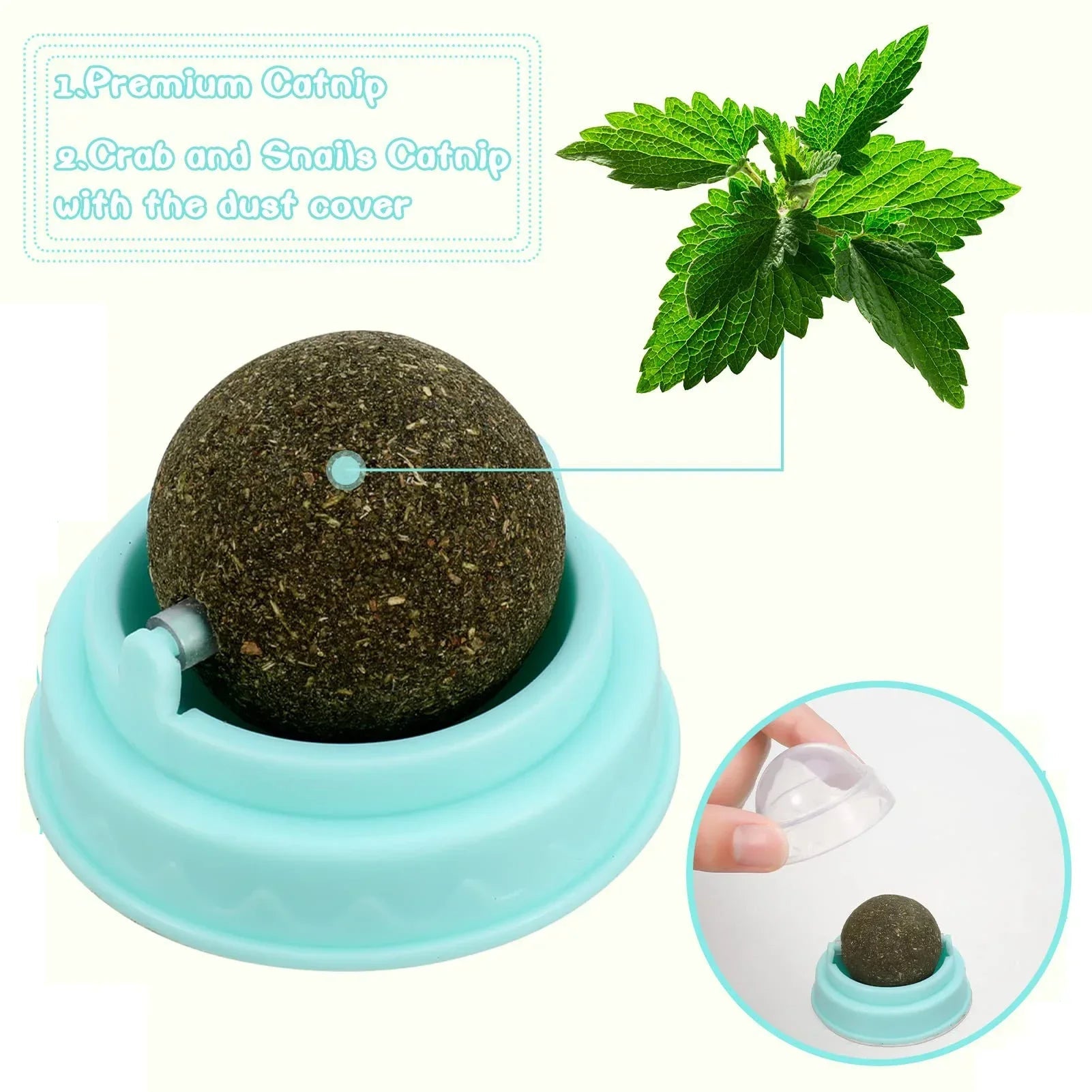 Cats Toys Natural Catnip Cat Rotatable Licking Catnip Wall Ball Toy Freshen Breath Remove Hair Balls Cat Accessories Pet Supply - Furbury