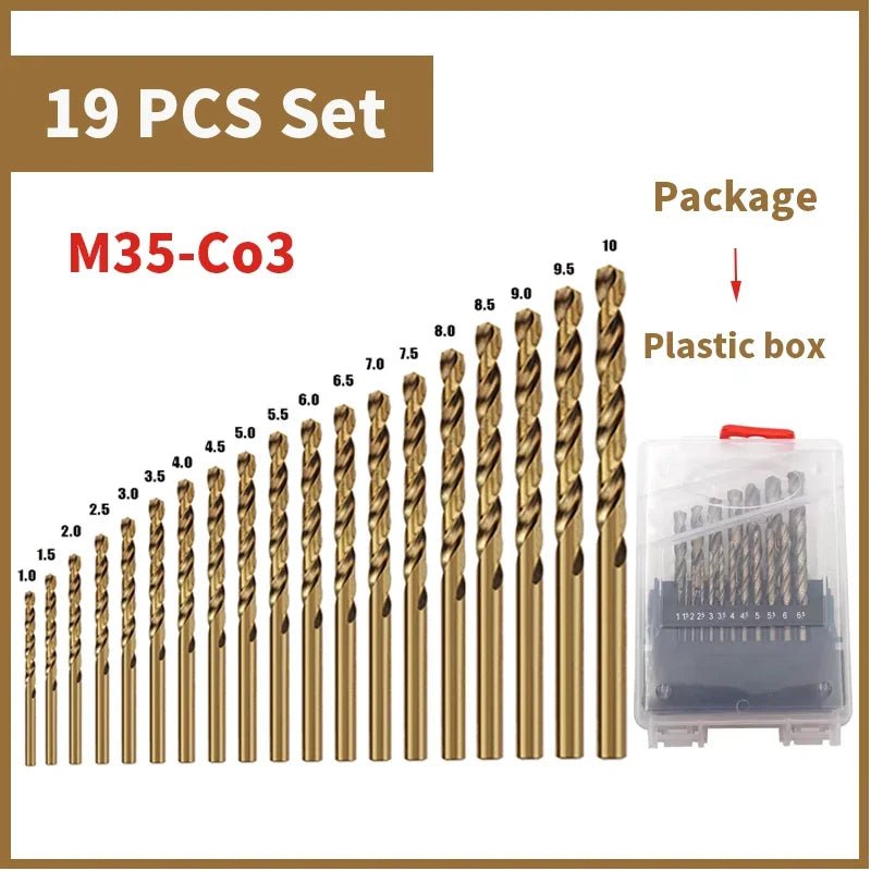 Cobalt High Speed Steel Twist Drill Bit M35 Tool Set for Metal and Stainless Steel Drilling Accessories - Checkouts USA