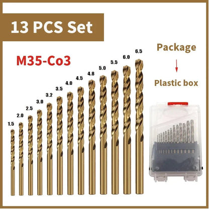 Cobalt High Speed Steel Twist Drill Bit M35 Tool Set for Metal and Stainless Steel Drilling Accessories - Checkouts USA