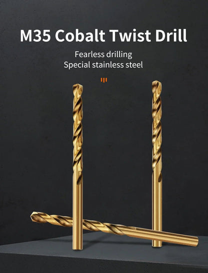Cobalt High Speed Steel Twist Drill Bit M35 Tool Set for Metal and Stainless Steel Drilling Accessories - Checkouts USA
