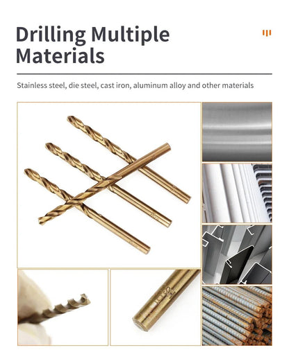 Cobalt High Speed Steel Twist Drill Bit M35 Tool Set for Metal and Stainless Steel Drilling Accessories - Checkouts USA