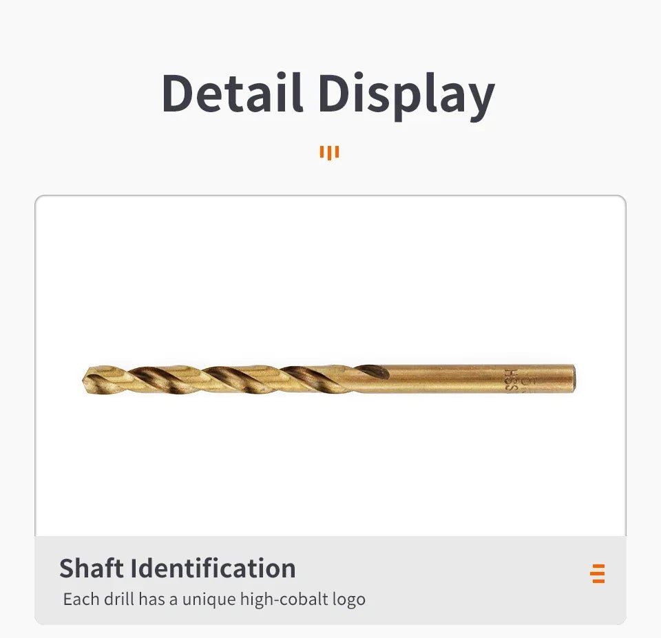 Cobalt High Speed Steel Twist Drill Bit M35 Tool Set for Metal and Stainless Steel Drilling Accessories - Checkouts USA