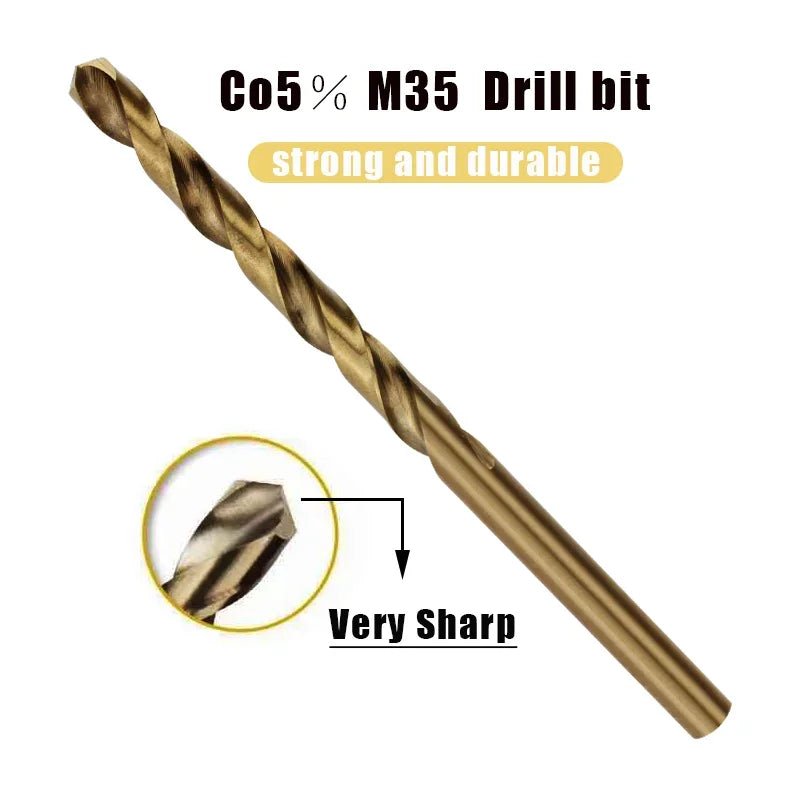 Cobalt High Speed Steel Twist Drill Bit M35 Tool Set for Metal and Stainless Steel Drilling Accessories - Checkouts USA