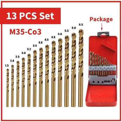 Cobalt High Speed Steel Twist Drill Bit M35 Tool Set for Metal and Stainless Steel Drilling Accessories - Checkouts USA