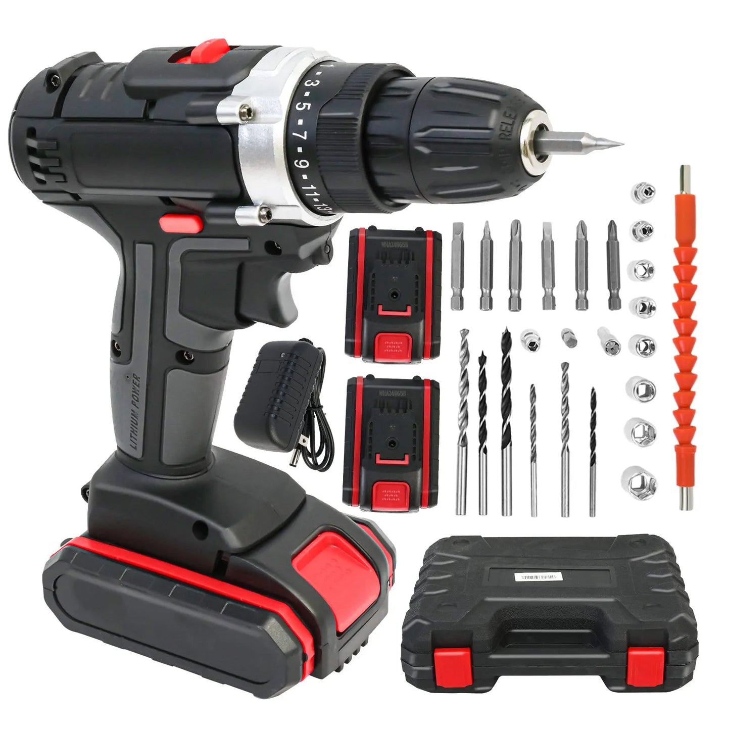 Cordless Drill Impact Driver 21V with 2 Batteries Lithium - Ion and Charger for Drilling Screw Tightening/Loosening Power Tool - Checkouts USA