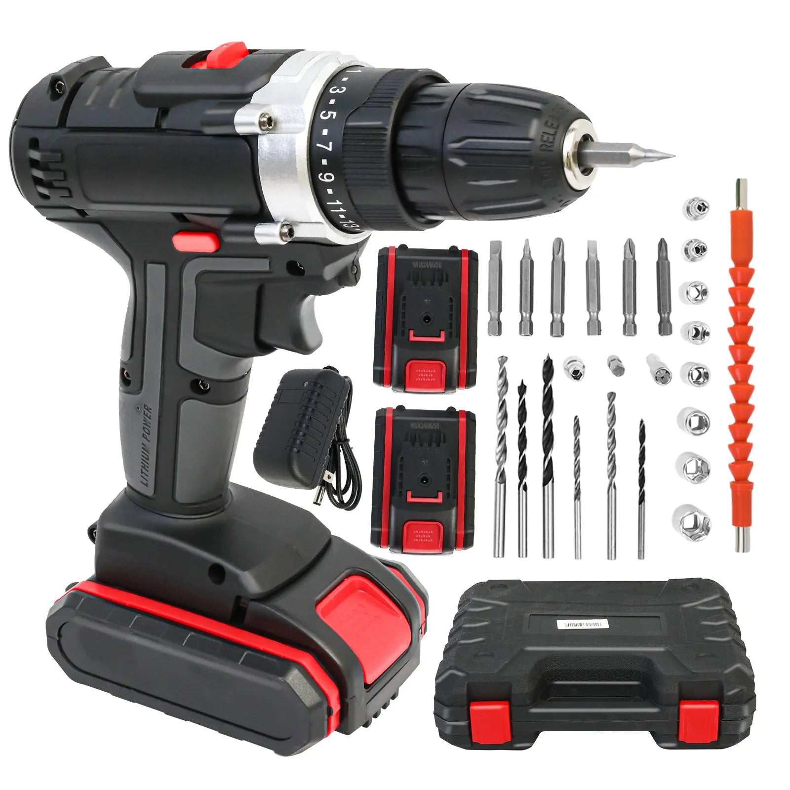 Cordless Drill Impact Driver 21V with 2 Batteries Lithium - Ion and Charger for Drilling Screw Tightening/Loosening Power Tool - Checkouts USA