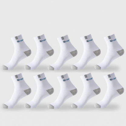 Cotton Sock for Men Sport Breathable Soft Letter Fashion Sneakers High Elastic Middle Tube Stocking Towel Sox Summer Running - Checkouts UK