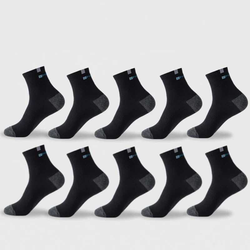 Cotton Sock for Men Sport Breathable Soft Letter Fashion Sneakers High Elastic Middle Tube Stocking Towel Sox Summer Running - Checkouts UK