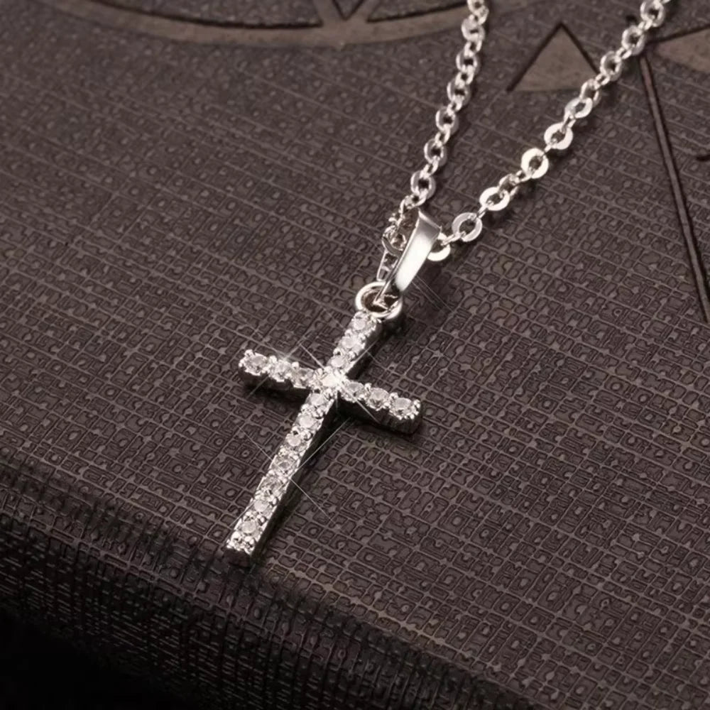 Cross Pendant Rhinestone Inlay Adjustable Necklaces Women Solid Color Solid Color Summer Pendant Necklace Jewellery Women - Checkouts USA
