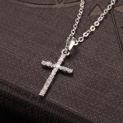 Cross Pendant Rhinestone Inlay Adjustable Necklaces Women Solid Color Solid Color Summer Pendant Necklace Jewellery Women - Checkouts USA